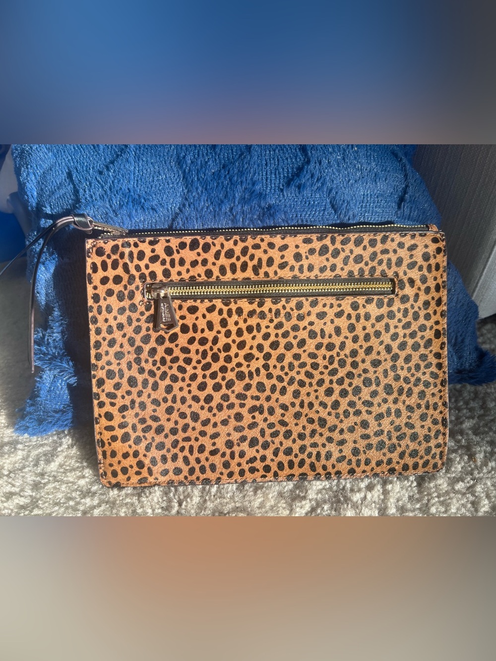 Aimee Kestenberg Animal Print Tan and Black Fur Clutch
